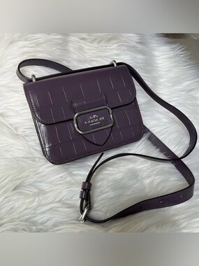 Coach Purple Croc-Embossed Leather Crossbody
